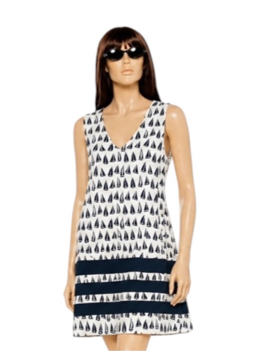 Duffield Lane Sleeveless Sailboat Pattern Size S Coastal Resort Wear Dress